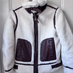 Levi's White Sherpa Jacket with Brown Accents